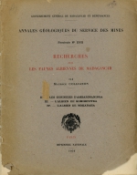 Annales geologiques du service des mines. Recherches sur les faunes albiennes de Madagascar