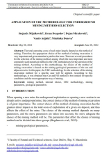 Application of UBC methodology for underground mining method selection / Применение методологии UBC для выбора метода подземной разработки месторождений полезных ископаемых