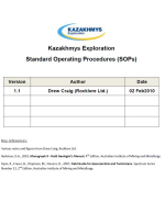 Kazakhmys exploration standard operating procedures (SOPs) / Стандартные операционные процедуры разведки Казахмыса (SOP)