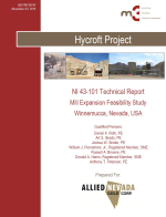 NI 43-101 Technical Report Mill Expansion Feasibility Study Winnemucca, Nevada, USA / Технический отчет NI 43-101. Технико-экономическое обоснование расширения завода в Виннемукке, штат Невада, США