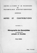 Notes et contributions. Monographie des Spondylidae (Lamellibranches) actuales et fossilies