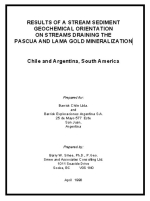 Results of a stream sediment geochemical orientation on streams draining the Pascua and Lama gold mineralization. Chile and Argentina, South Americ / Геохимическая специализация донных отложений ручьев, дренирующих золоторудные месторождения Паскуа и Лама