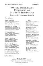 Reviews in mineralogy. Volume 25. Oxide minerals: petrologic and magnetic significance / Обзор по минералогии. Том 25. Оксиды: петрология и магнитные свойства