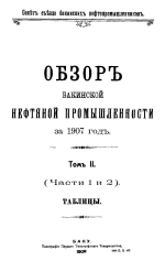 Совет съезда нефтепромышленников. Обзор Бакинской нефтяной промышленности за 1907 год. Том 2. Части 1 и 2. Таблицы