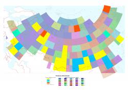 Картограмма геологической изученности территории России масштаба 1:1000000
