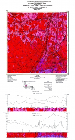M-36-XXV (Умань). Геологическая карта и карта полезных ископаемых кристаллического фундамента. Центральноукраинская серия