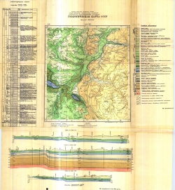 N-38-XXII. Геологическая карта СССР. Геологическая карта и карта полезных ископаемых дочетвертичных образований. Средневолжская серия