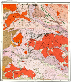 N-46-XVI. Геологическая карта СССР. Геологическая карта и карта полезных ископаемых дочетвертичных облразований. Минусинская серия