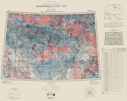 P-46,47 (Байкит). Государственная геологическая карта СССР (новая серия). Карта аномального магнитного поля. Изолинии (дельта Т)а