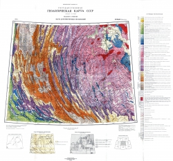 Q-52,53 (Верхоянск). Государственная геологическая карта СССР (новая серия). Карта дочетвертичных образований
