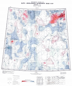 R-43,44. Карта аномального магнитного поля СССР. Изолинии (дельта Т)а